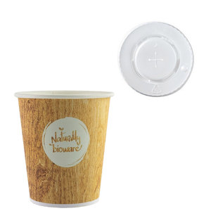 Cardboard Cup Biodegradable Hot Drinks 280ml (9Oz) With Straw Lid Sleeve 50 pcss