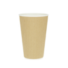 Corrugated PaperCup Kraft 480ml (16Oz) w/ White Lid “To Go”- Pack 25 units
