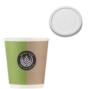 "Specialty ToGo" Paper Cup 126ml (4Oz) w/ Flat Lid - Box of 2000 units