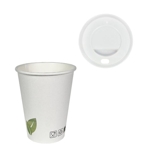 Hot Drinks Paper Cups 360ml (12Oz) w/ White Lid ToGo - Pack of 50 units
