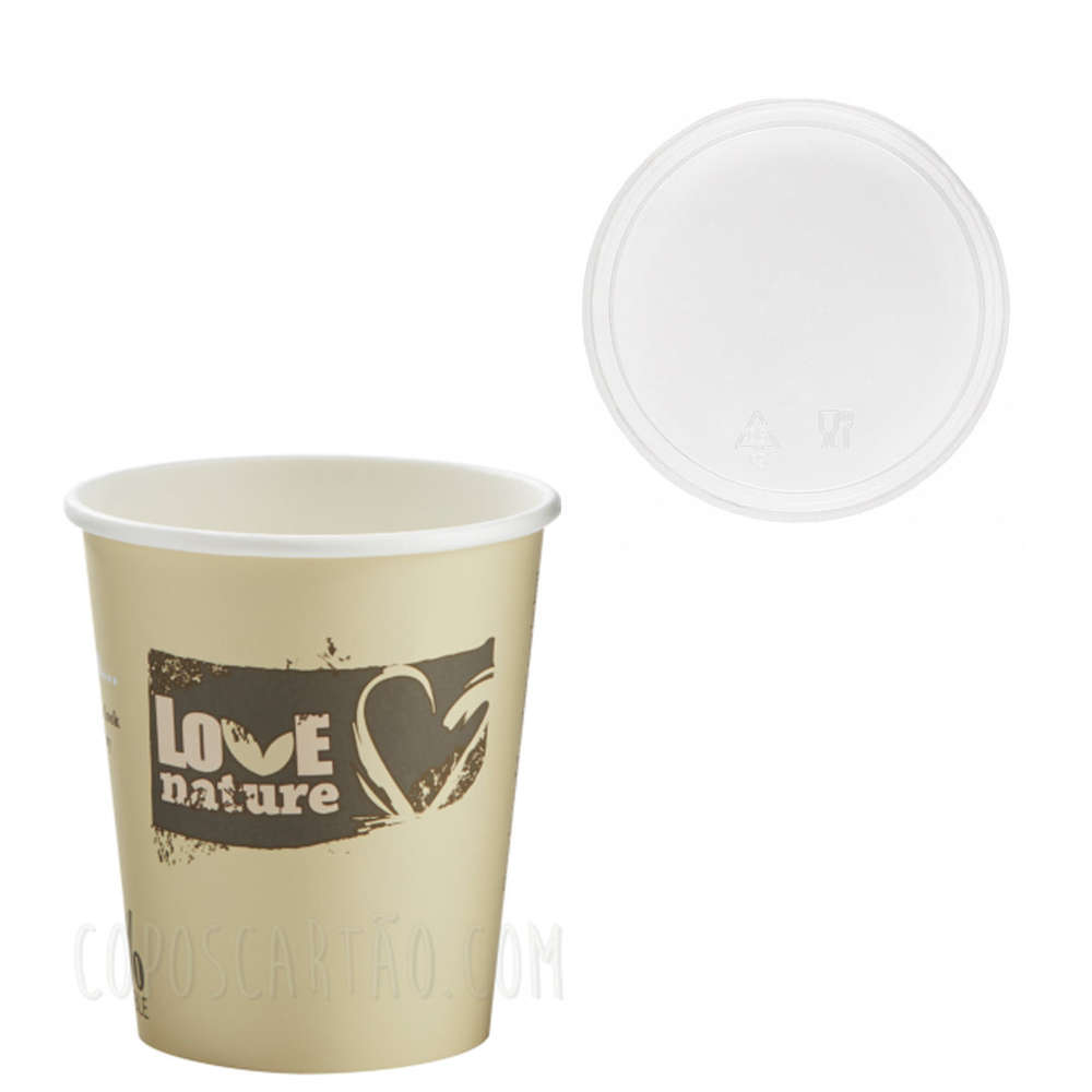Vaso Cartón Biodegradable 192ml (6Oz) c/Tapa c/Agujero 