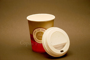 Vaso Cartón Biodegradable 192ml (6Oz) c/Tapa c/Agujero "To Go" Blanca - Paquete 100 unidades