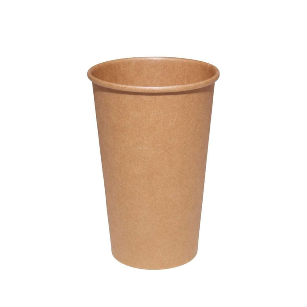 Vaso Cartón 100% Kraft (16Oz) 480ml c/ Tapa “To Go” Blanca - Paquete 50 unidades
