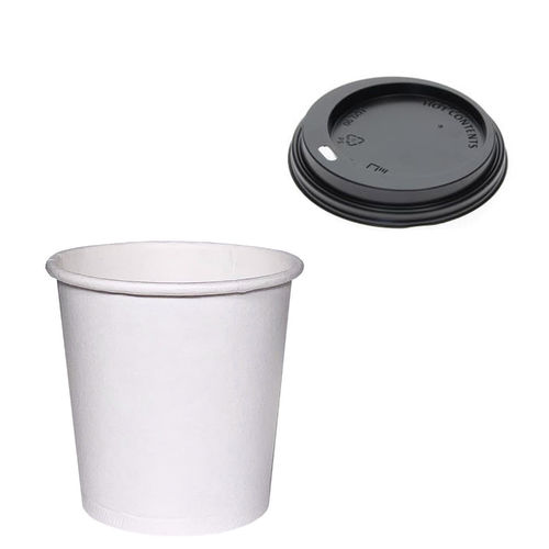 Paper Cups 110ml (4Oz) w/ Black Lid ToGo - Pack of 50 units
