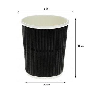 Vaso Cartón Corrugado Negro 240ml (8Oz)