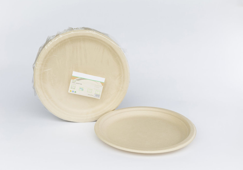 Plat BIO canne à sucre Crème 26cm
