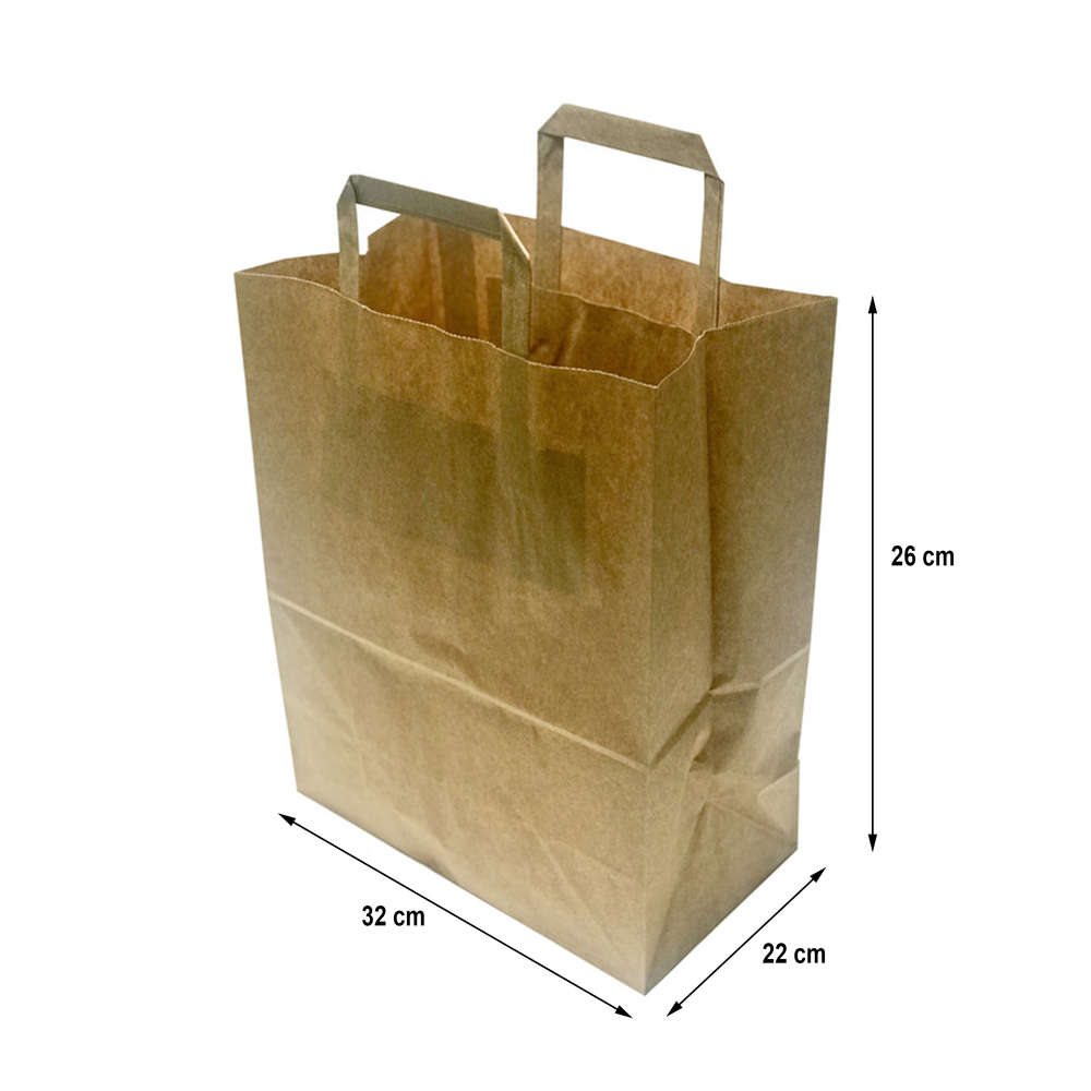 Saco de Papel Kraft com Asa Plana 32x26+22cm