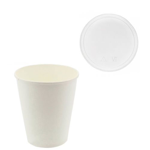 Copo de Cartão 192ml (6/7Oz) Branco c/ Tampa Plana – Manga 50 unidades