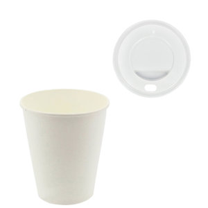 Vaso de Cartón 192ml (6/7Oz) Blanco c/ Tapa “To Go” Blanca – Paquete 50 unidades