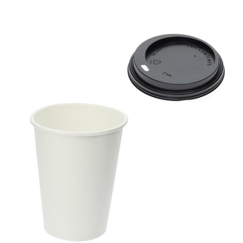 Vaso de Cartón 480ml (16Oz) Blanco c/ Tapa “To Go” Negra – Caja Completa 1000 unidades