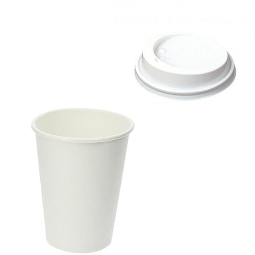 Vaso de Cartón 480ml (16Oz) Blanco con Tapa Sin Agujero Blanco – Paquete 50 unidades