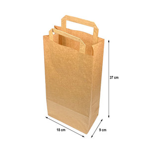 Sac en papier kraft avec anse pour bouteilles 18x37+9cm