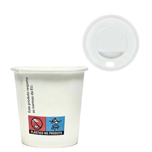 Vaso Cartón Blanco 120ml (4Oz) c/ Tapa ToGo Blanca - Paquete 50 unidades
