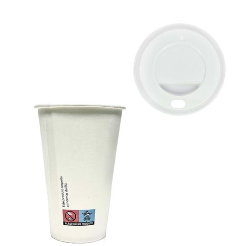 350 ml (12Oz) White Card Cup W/ White "ToGo" Lid - pack of 50 Units