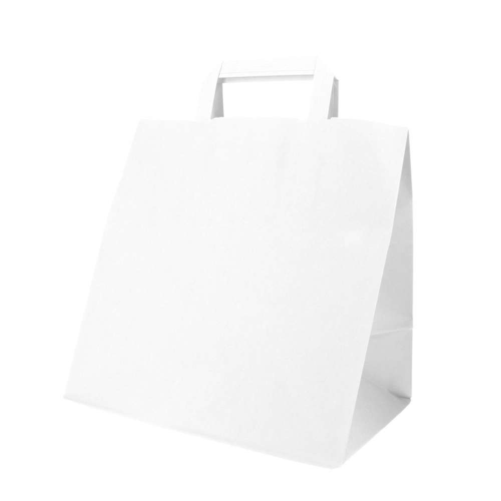 Flat handle white paper bag 28x17x29- Pack of 50 units