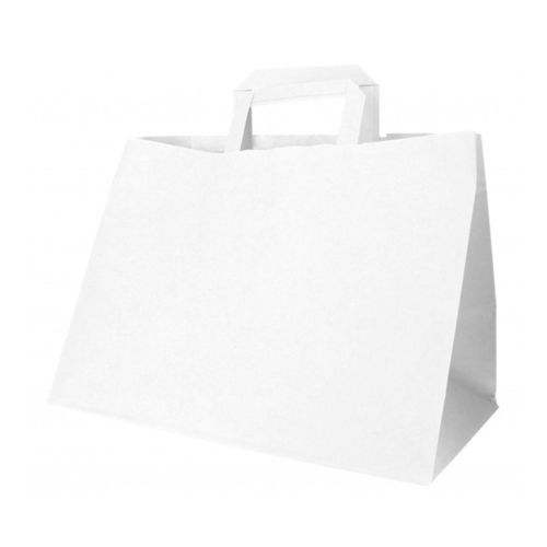 Flat handle White paper bag 32x21x24 - Pack of 50 units
