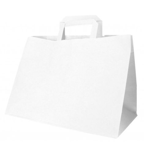 White paper bag flat handle 32x17x34- Complete Box 250 units
