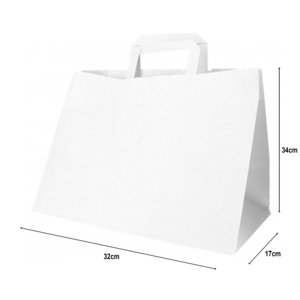 Bolsa de papel blanco ala plana 32x17x34