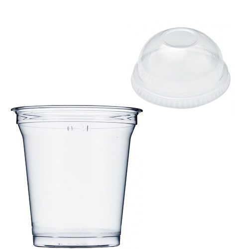 Vaso Plástico RPET 12oz - 350ml Con Tapa Domo Sin Orificio - Paquete de 50 unidades