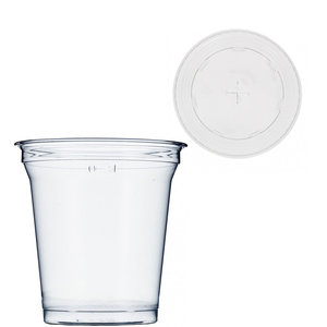 RPET Plastic Cup 16oz - 475ml With Flat Cover With Cross - Complete Box 800 units