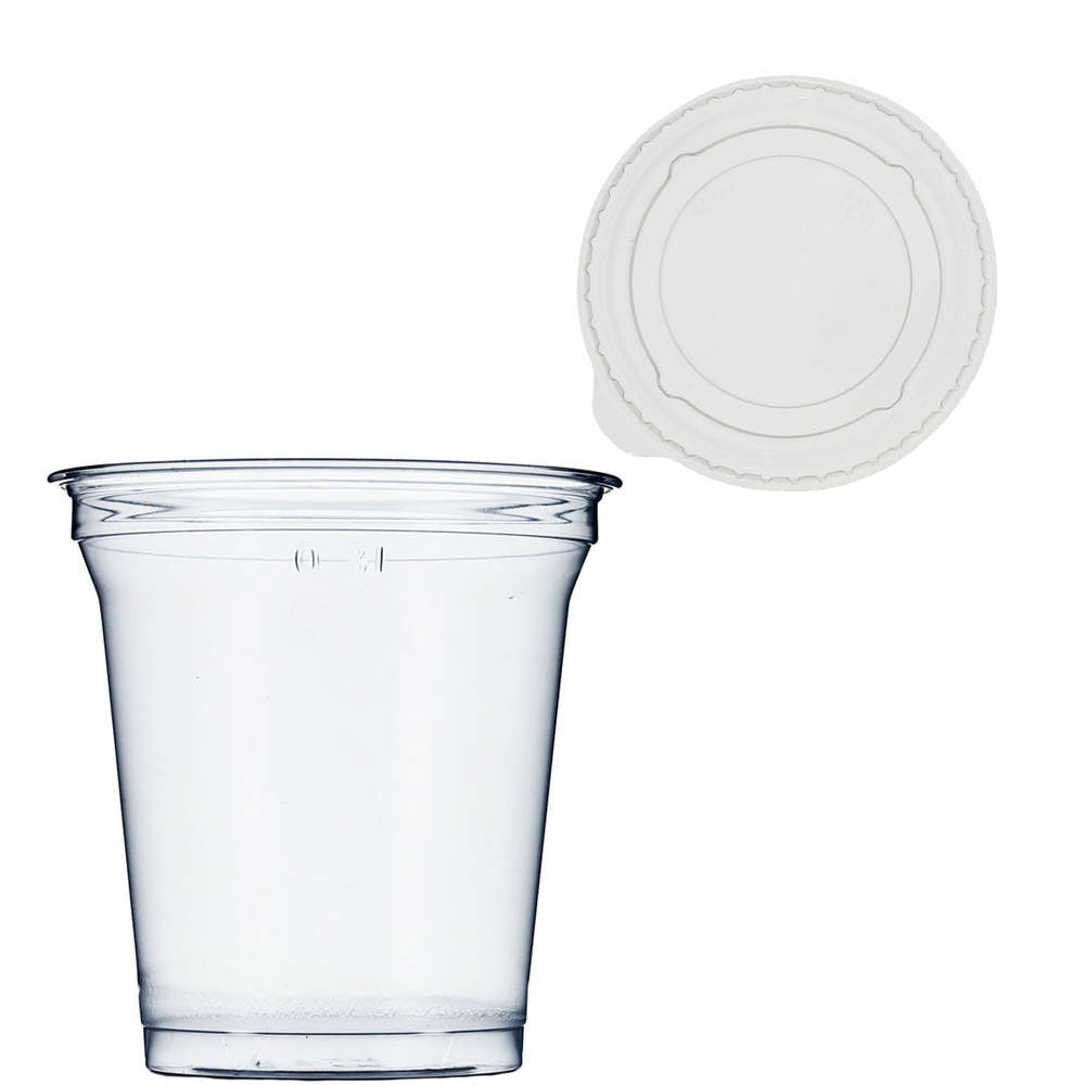 Gobelet Plastique RPET 20oz - 650ml Avec Couvercle Plat Fermé - Paquet de 50 unités