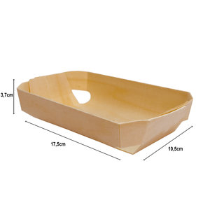 Cubeta de madera 175x105x37mm con papel vegetal - Paquete de 50 unidades