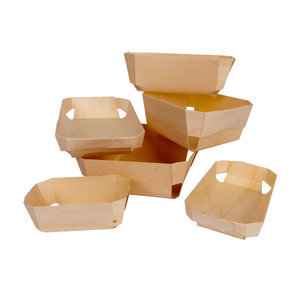Cubeta de madera 175x105x37mm con papel vegetal - Paquete de 50 unidades