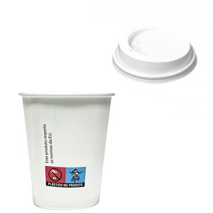 Copo de Cartão 280ml (9Oz) Branco Com Tampa "ToGo" Branca S/Orifício - Caixa Completa 1000 Unidades