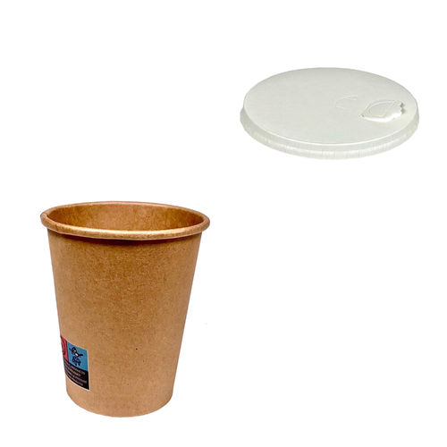 Paper Cups 240ml (8Oz) 100% Kraft With Card Cover - Pack of 50 units