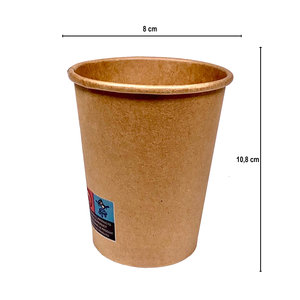 Copo de Cartão 350ml (12Oz) 100% Kraft Com Tampa Cartão - Pacote 50 unidades