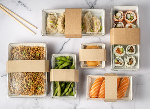 Bandeja Sushi Kraft 85x85 Con Tapa
