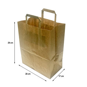 Bag with flat handle 28x29+17 Kraft - Packaging 50 Units