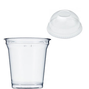 360ml RPET Plastic Cup with Closed Dome Lid - Pack of 50 Units